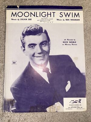 1957 MOONLIGHT SWIM Sheet Music NICK NOBLE by Ben Weisman, Sylvia Dee