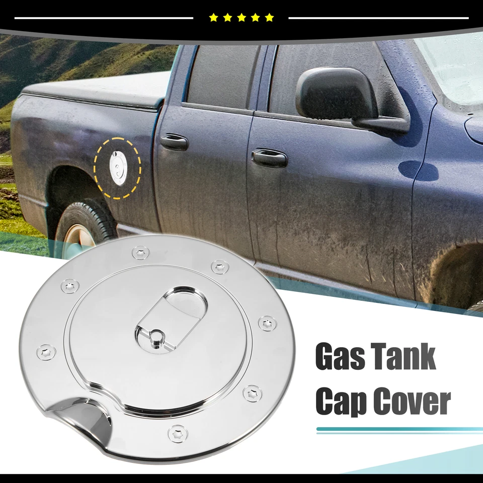 Pieza de 1 tapa de llenado de tanque de combustible cromada para Dodge para Ram 1500 1994-2008 Foto 2 de 4