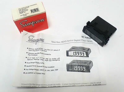 SIMPSON M24510140 DIGITAL PANEL METER 7 SEGMENT LCD 4-POSITON  250Vac 32 Vdc NOS