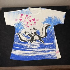 Pepe Le Pew Looney tunes Shirt Vintage All Over Print Love XL Single Stitch 90s