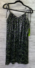 Sam Edelman Dress 2 Womens Green Camo Sequin Spaghetti Strap V Neck