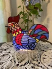 Vintage Tiffany Style Stained Glass Chicken Rooster Lamp Farmhouse Gift Idea