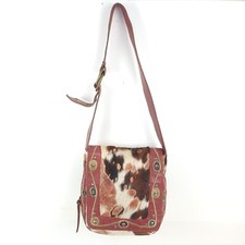 Vintage Claudio Orciani Rawhide Leather Handbag Purse Western Wear Made In Italy