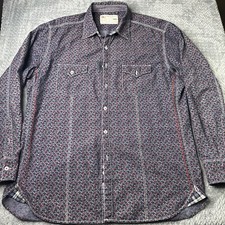 Robert Graham Casual Shirt Men's Size XL Floral AOP Long Sleeve Flip Cuff Purple