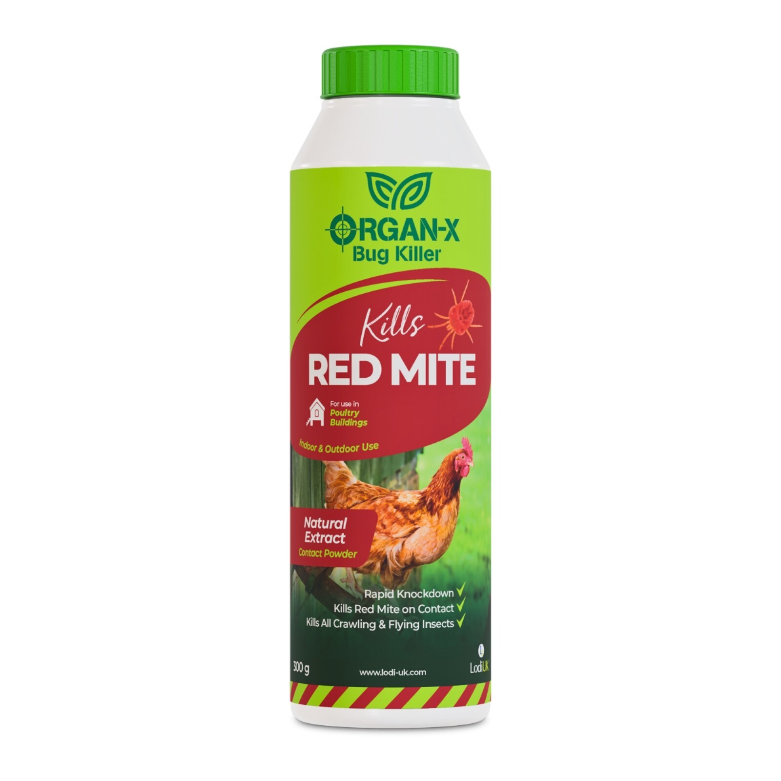 Lodi Organ-X Red Mite Insect Killer Powder 300g Poultry Coop Hen House Treatment