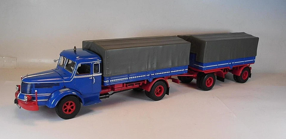 Minichamps 1/43 Krupp Titan 1951 Hängerzug neutral blau OVP #8189