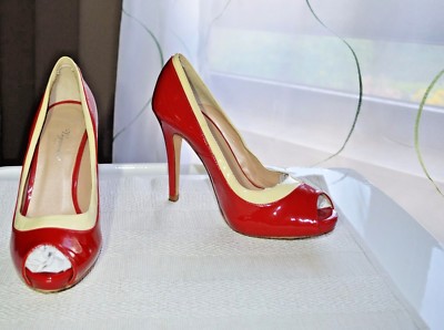 Damen Schuhe ''Vigneron Paris'' rot/weiss Lackleder  Gr. 37,5