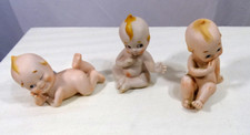 3 VINTAGE Lefton BISQUE KEWPIE BABY FIGURINES