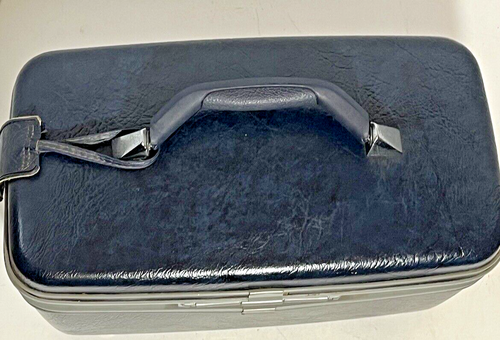 Vintage Navy Samsonite Silhouette Train Makeup Vanity Case No Key - Picture 4 of 6