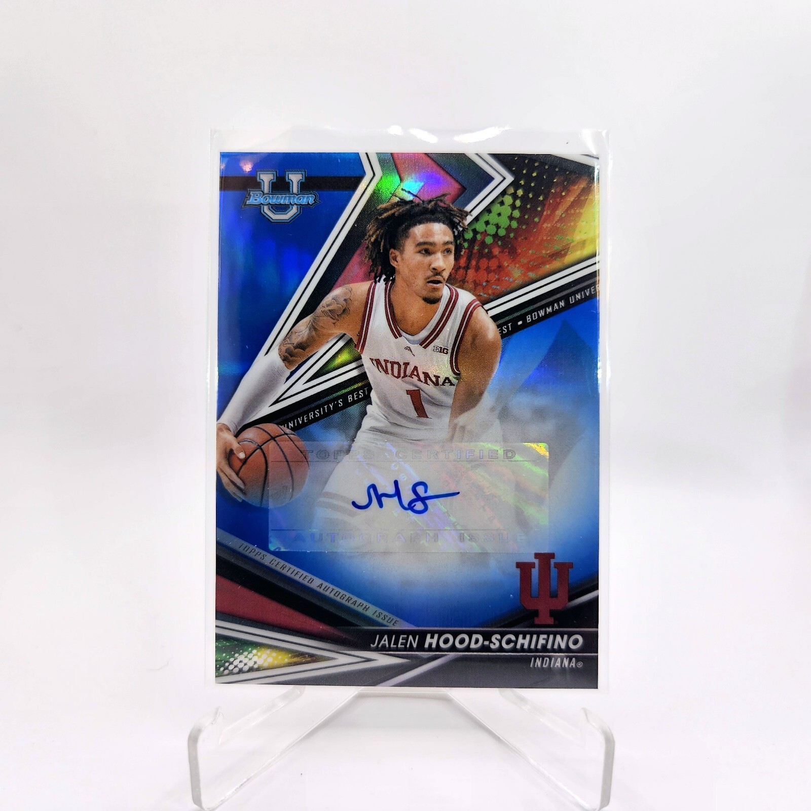 2022-23 Bowman University Best Jalen Hood-Schifino Blue Refractor Auto #95/150