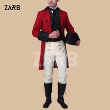 Victorian Red Tailcoat, Edwardian Reenactment Costume, 18th Century Men’s Jacket