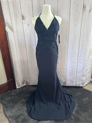 NWT LuLus Navy formal dress lace detail small prom wedding | eBay