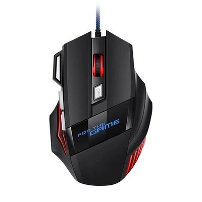 USB Gaming Mouse 5500 DPI Black Illuminated Gamer Mouse Wired