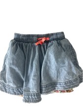 Mini Boden Twirly Skirt Girls 4/5 Blue Denim A-Line Floral Lined w/pockets