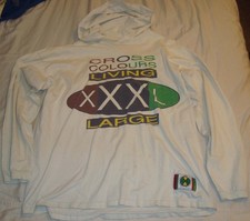 CROSS COLOURS vintage 90s long sleeve Shirt hood Living Large One Size Fits All