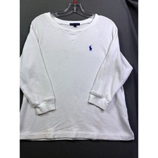 Ralph Lauren Kids White French Terry Sweatshirt Blue Pony Logo Size M