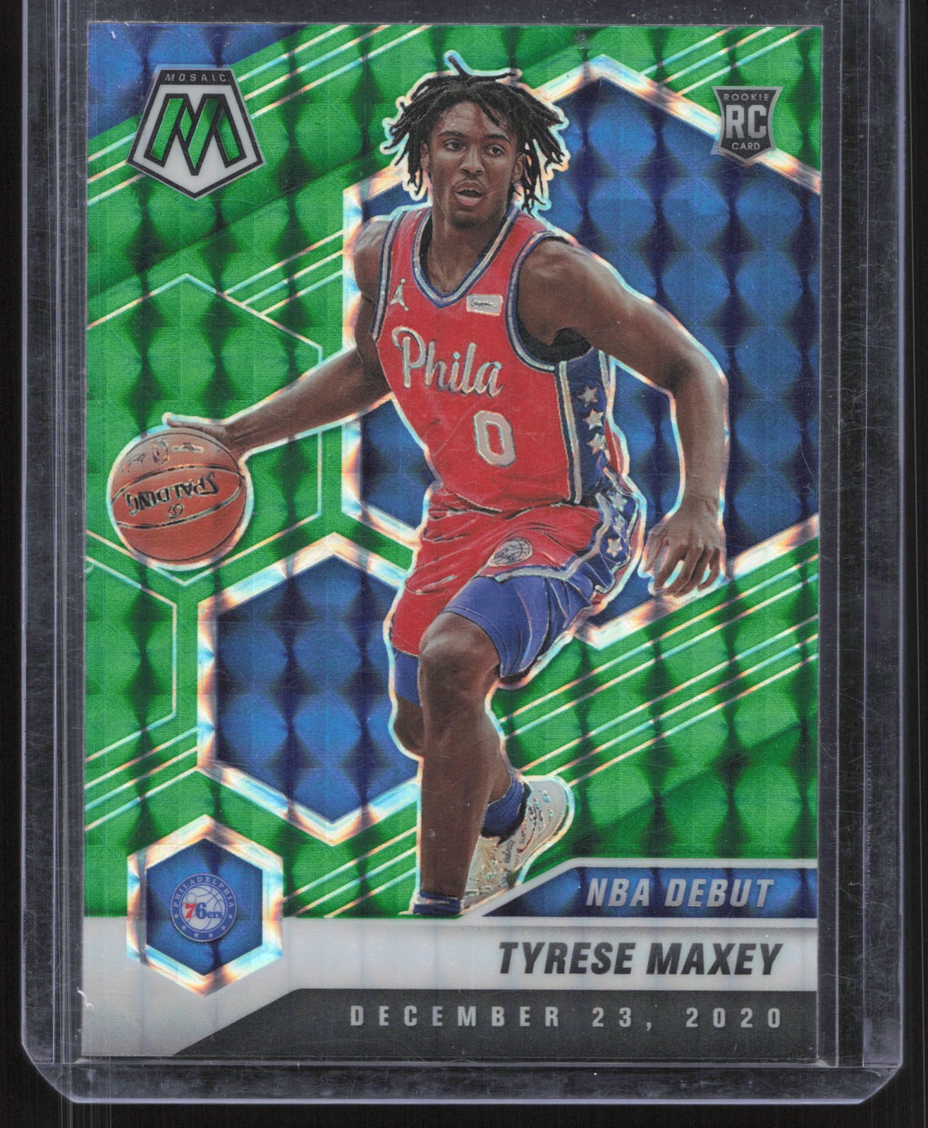 2020-21 Panini Mosaic #263 Tyrese Maxey Mosaic Green RC Philadelphia 76ers