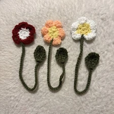 Set 03 handmades crochet flower bookmarks papers 