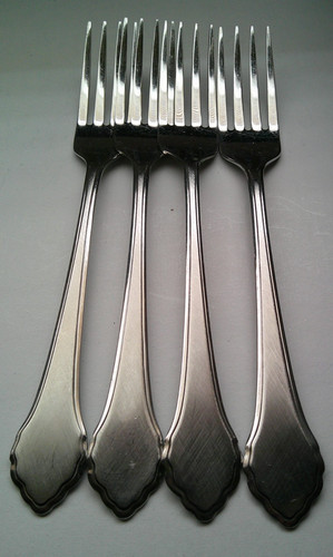 Oneida Wm A Rogers SUMMER MIST/AUTUMN GLOW set/4 Dinner Forks. MINT! 7-1/4" M6