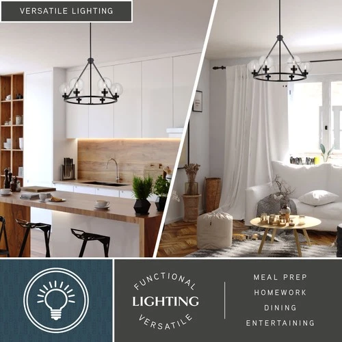 Vaxcel Lighting H0277 Lander 6 Light 28"W Ring Chandelier - Black - Picture 10 of 12