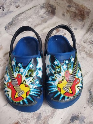 Crocs Kids' Fun Lab Guitar Lights Clogs in Blue Jean Size C 13