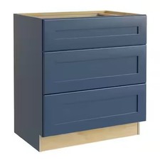 3 Drawer Base Kitchen Cabinet in Newport Mythic Blue From Home Decorators