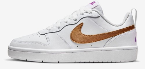 Nike Court Borough Low 2 SE (GS) NEU Gr 38.5 Weiß/Gold/Lila - Picture 1 of 7