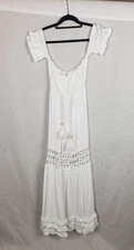 Solitaire Los Angeles Dress S Maxi White Festival Boho Peasant Milkmaid Cottage