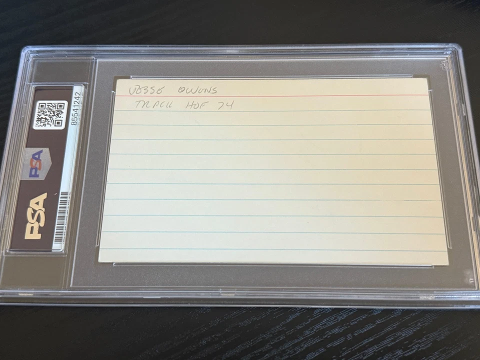 Jesse Owens signed 3x5 Index Card PSA DNA Slab Inscribed Auto C5422 - Image 2 of 2