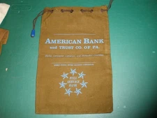 Vintage Canvas Bank Deposit Bag Rifkin American Bank & Trust of PA 6"x10"
