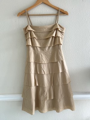 BCBGMAXAZRIA Y2K Tan Sand Tiered Bandages Cocktail Dress Size 2 Party Fairy