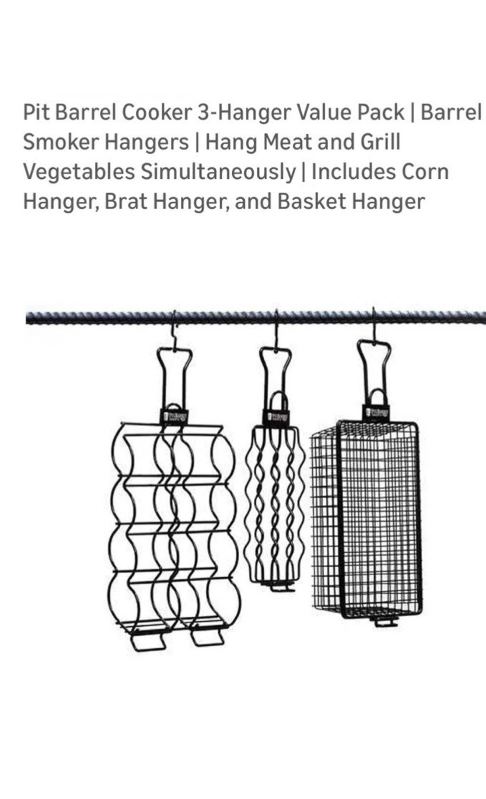 Pit Barrel Cooker Co - 3 Value Pack -CORN Hanger, Basket, And Sausage Hanger NEW