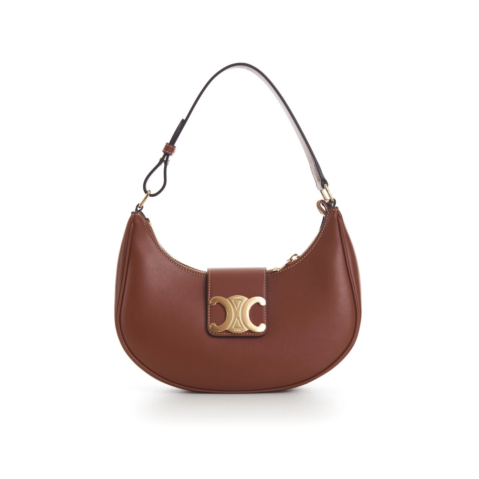 Celine — CELINE 2750$ New Medium AVA Triomphe Bag - Tan Brown Smooth Calfskin Auth