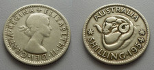 1Shilling 1954  Elizabeth II -    ( Silber  !!  )    -   AUSTRALIEN