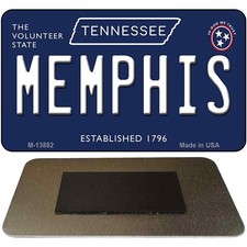 Memphis Tennessee Blue  License Plate Magnet Fridge Refrigerator Kitchen Decor