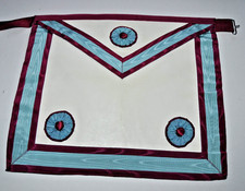 Mark Master Mason's masonic apron MMM with rosettes