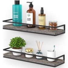 Floating Shelves Wall Mounted Set of 2, Rustic Wood Wall Storage Shelves for ...