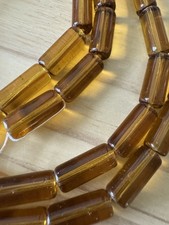 40 CYLINDER TUBE GLASS Beads, 15mm x 7mm, GOLDEN BROWN , Czech Beads, 40 Pieces