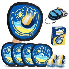 Toss and Catch Ball Set, Outdoor Sport Game for Beach Yard 4 paddles 4 balls