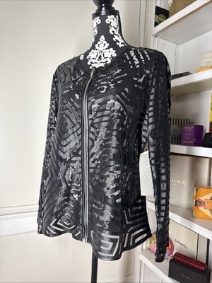 Bagatelle Collection Zip Shear And Faux Leather Leaf Design Size XL Beautiful!