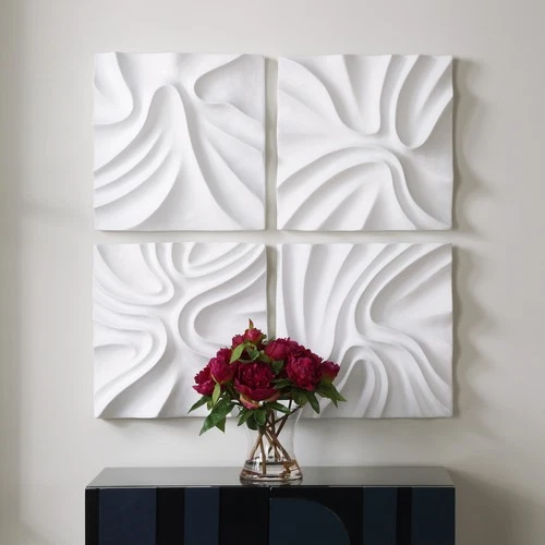 Uttermost 04368 Snowdrift 15" x 15" Sculptural Wall Panels - Set - White - Picture 6 of 6
