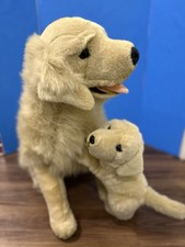 FAO Schwartz Realistic Plush Lab Labrador Golden Retriever Dog W Puppy 21  