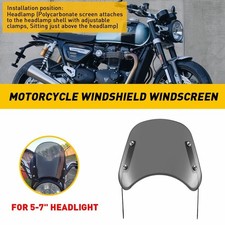 Universal Motorcycle Headlight Fairing Windshield 5-7" Round Windscreen Smoke US