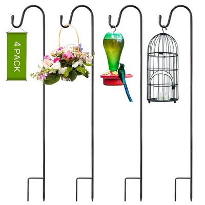 Suzile 4 Pcs 32 Inch Shepherds Hooks for Outdoor Bird Feeders Pole Metal Garden