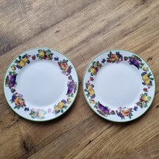 Waterside Fine China Large Plates X2 Fruit Pattern White 10.5" Wide