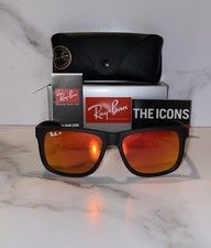 Ray-Ban New Justin RB4165 Red Mirror Lens Polarized Sunglasses 622/6Q 54mm