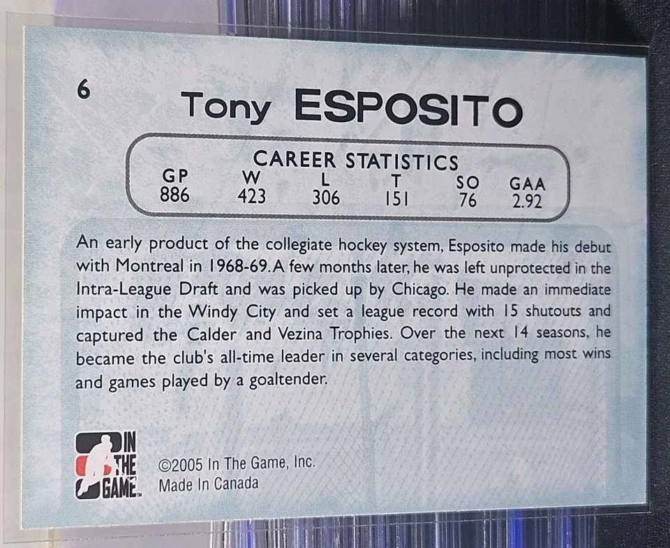 05-06 In The Game Tony Esposito Between The Pipes 🚨🚨🚨 Chicago Blackhawks  - Image 2 of 2