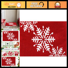 Winter Red Bathroom Rug 20"x32" Absorbent Non-Slip Bath Mat, Snowflake Design, H