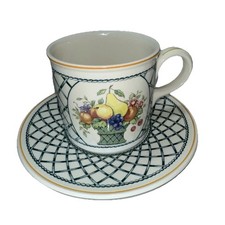 Tazza da tè e piattino Villeroy & Boch modello cesto verde bianco 11 once(515) Germania
