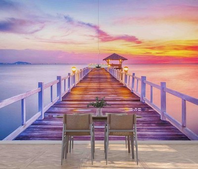 3D Sky Sea Bridge Landscape Wallpaper Wall Murals Removable Wallpaper